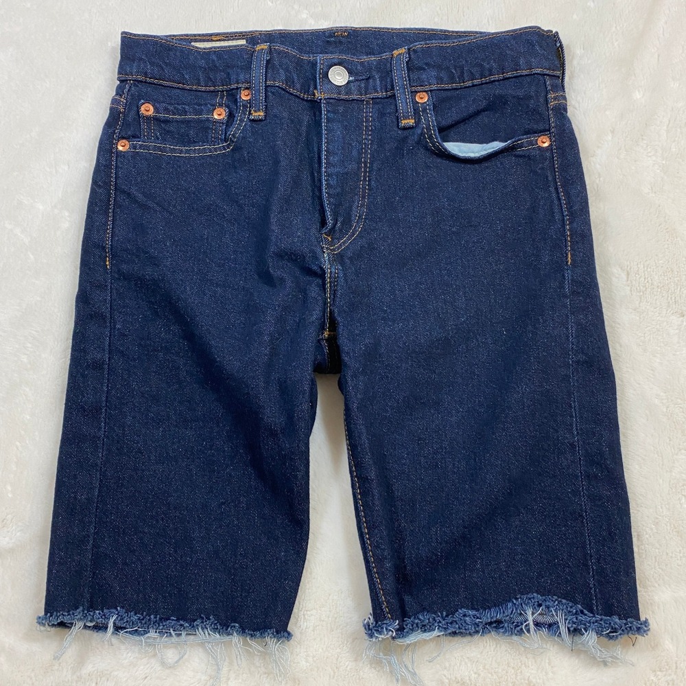 Levi's 510 Premium Denim Shorts Frayed Hem Dark Wash Casual Women's W29